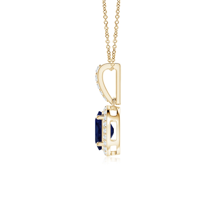 7x5mm A Vintage Style Oval Sapphire Halo Pendant in Yellow Gold side 199