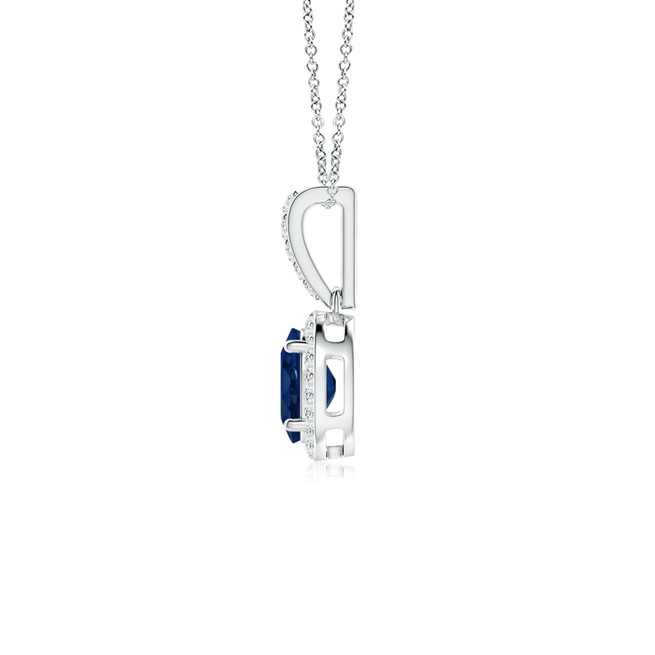 7x5mm AA Vintage Style Oval Sapphire Halo Pendant in P950 Platinum side 199