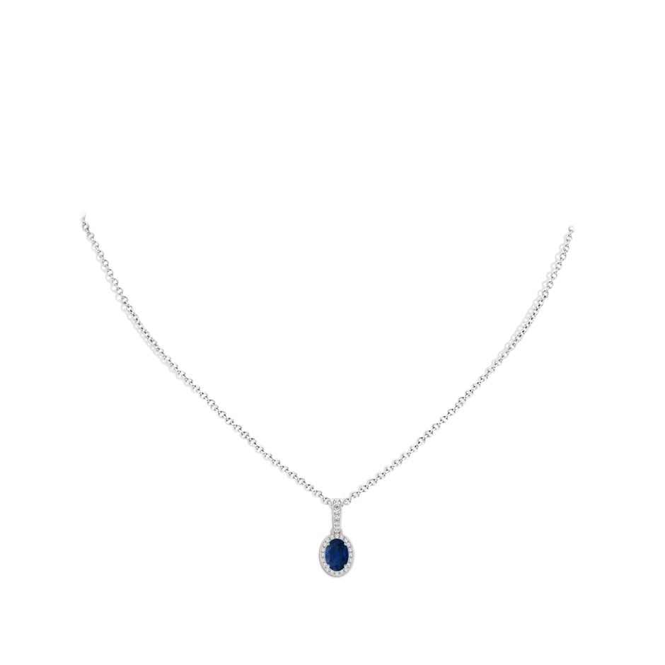 7x5mm AA Vintage Style Oval Sapphire Halo Pendant in P950 Platinum pen