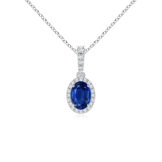 7x5mm AAA Vintage Style Oval Sapphire Halo Pendant in P950 Platinum