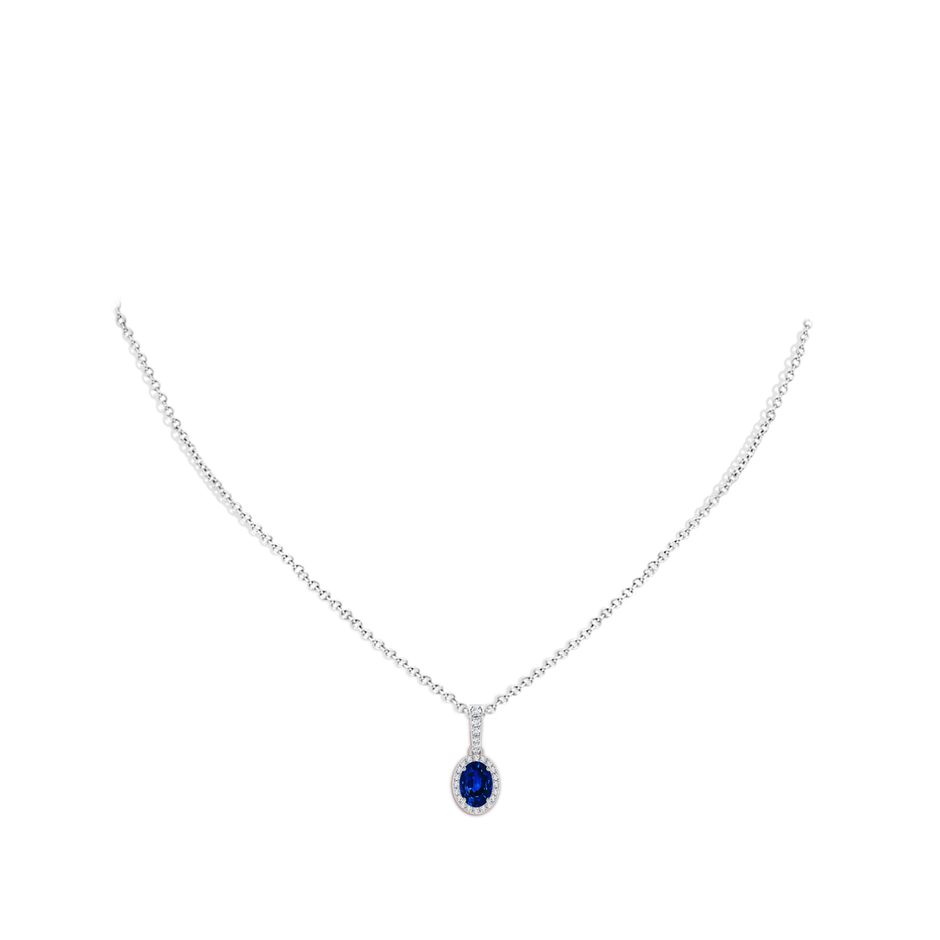 7x5mm AAAA Vintage Style Oval Sapphire Halo Pendant in P950 Platinum pen