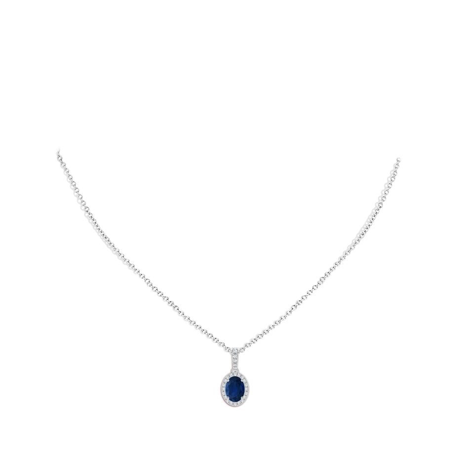 8x6mm AA Vintage Style Oval Sapphire Halo Pendant in P950 Platinum pen