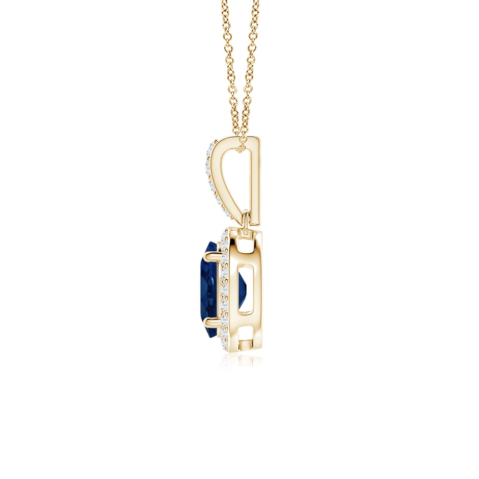 8x6mm AA Vintage Style Oval Sapphire Halo Pendant in Yellow Gold side 199