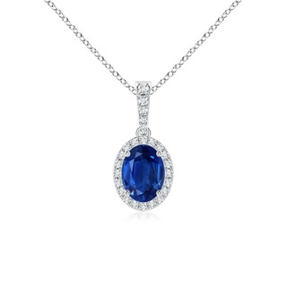 8x6mm AAA Vintage Style Oval Sapphire Halo Pendant in P950 Platinum
