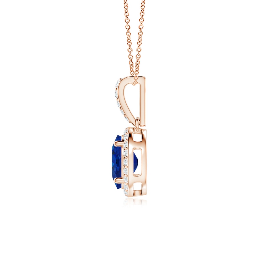 8x6mm AAA Vintage Style Oval Sapphire Halo Pendant in Rose Gold side 199