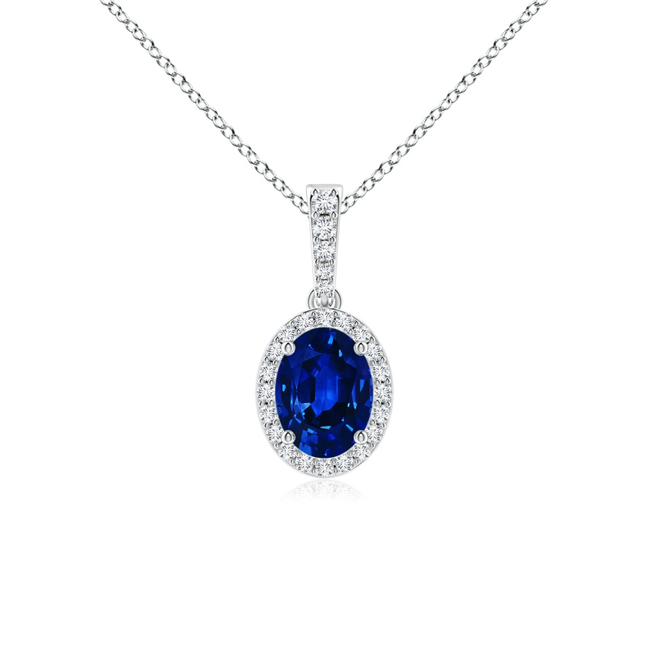 8x6mm AAAA Vintage Style Oval Sapphire Halo Pendant in P950 Platinum 