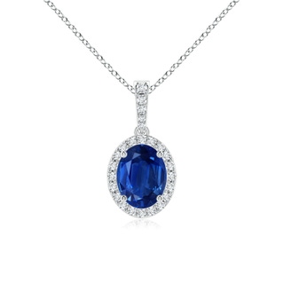 9x7mm AAA Vintage Style Oval Sapphire Halo Pendant in P950 Platinum