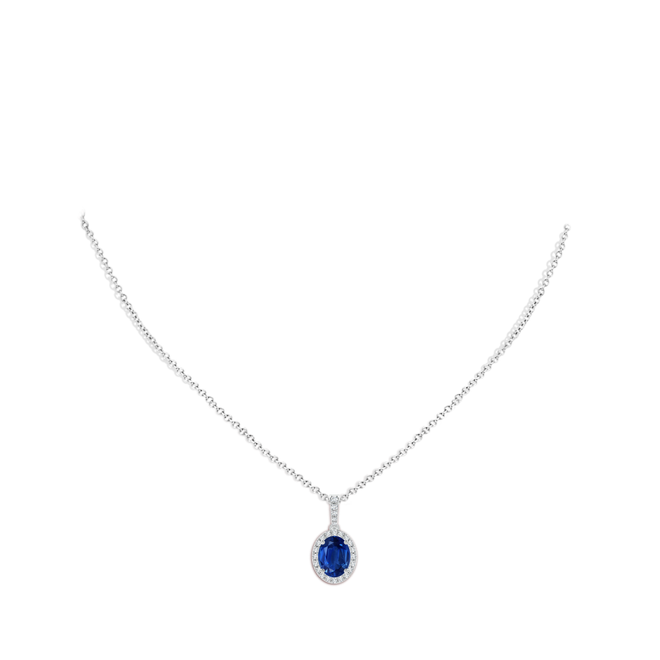 9x7mm AAA Vintage Style Oval Sapphire Halo Pendant in P950 Platinum pen