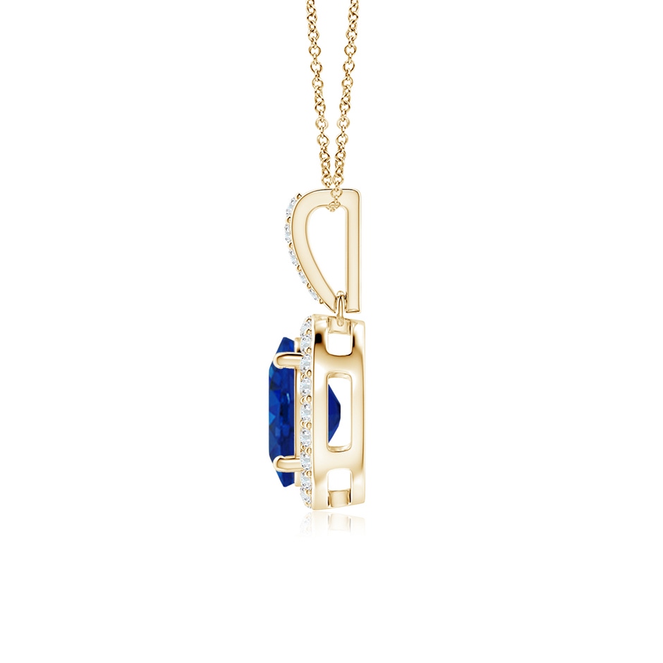 9x7mm AAA Vintage Style Oval Sapphire Halo Pendant in Yellow Gold side 199