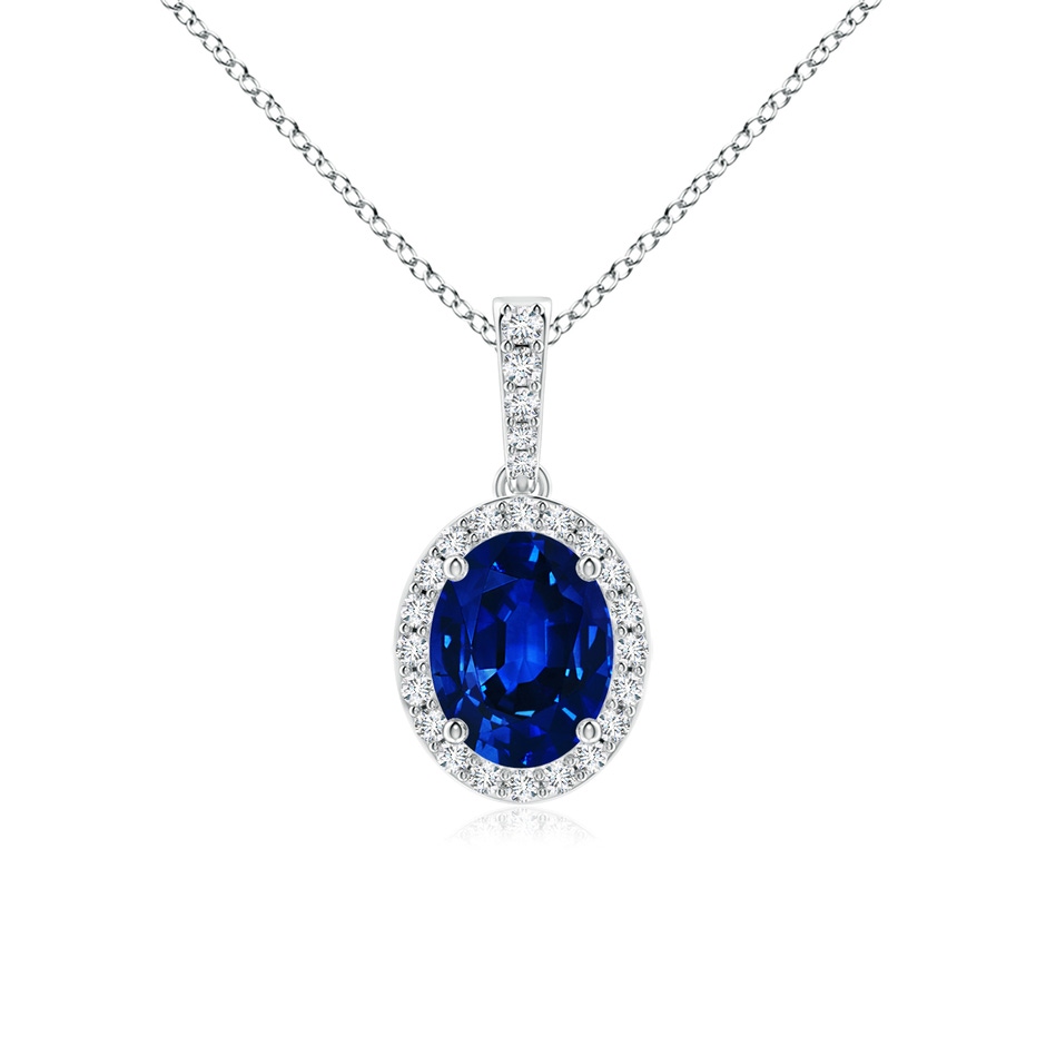9x7mm AAAA Vintage Style Oval Sapphire Halo Pendant in P950 Platinum 