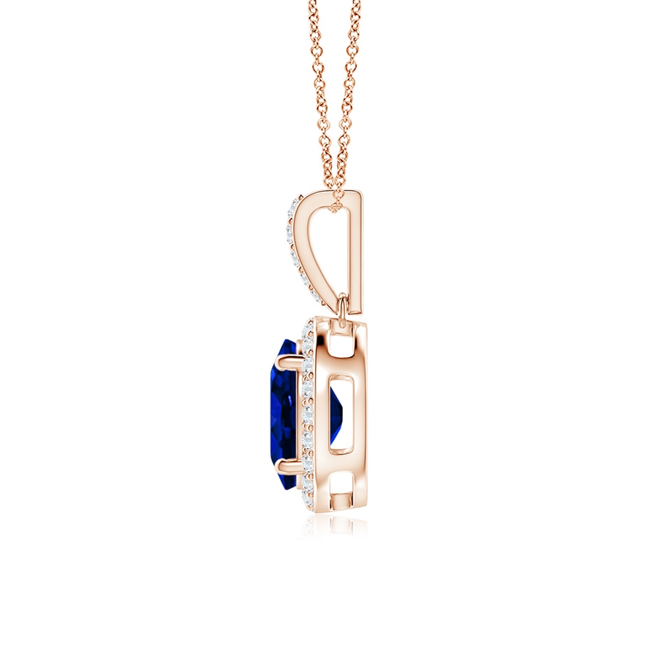9x7mm AAAA Vintage Style Oval Sapphire Halo Pendant in Rose Gold side 199