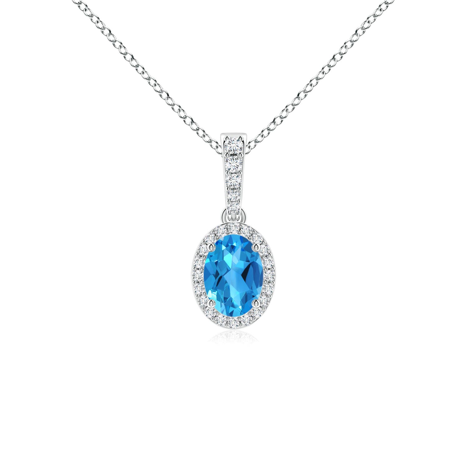 AAAA - Swiss Blue Topaz / 1.09 CT / 14 KT White Gold