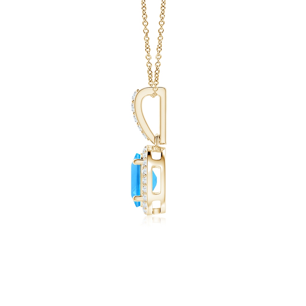 7x5mm AAAA Vintage Style Oval Swiss Blue Topaz Halo Pendant in Yellow Gold - side_1