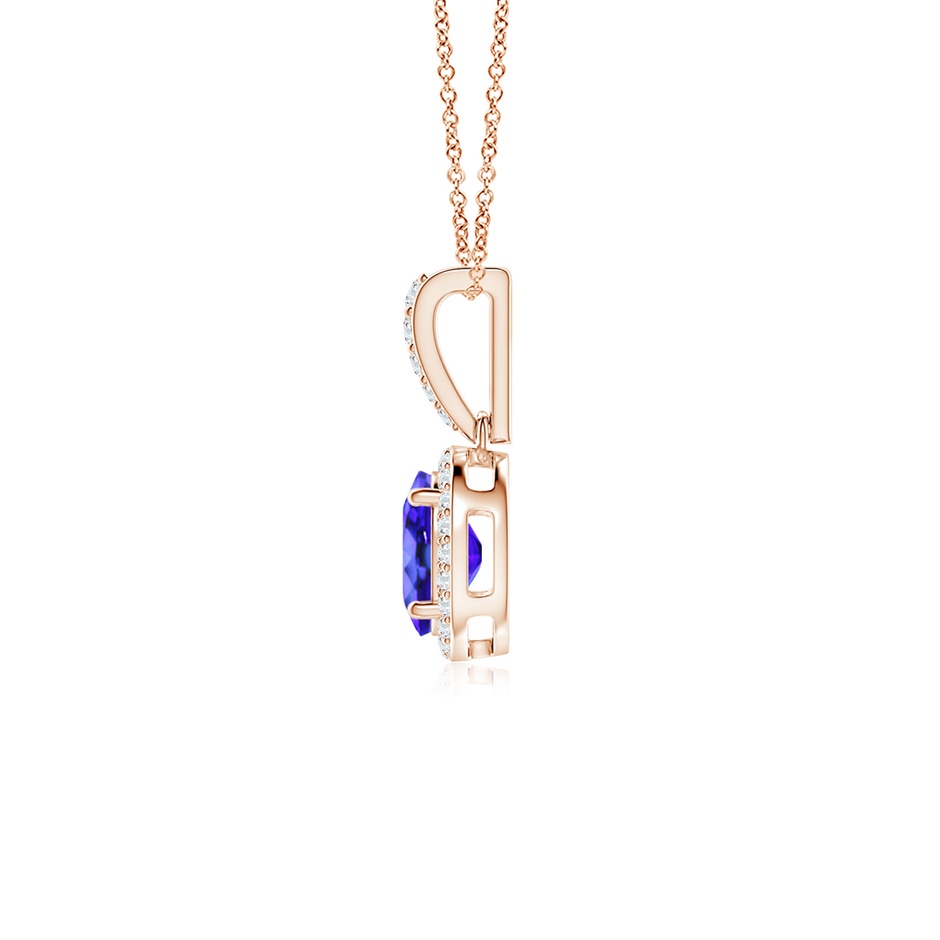 7x5mm AAA Vintage Style Oval Tanzanite Halo Pendant in 9K Rose Gold side-1
