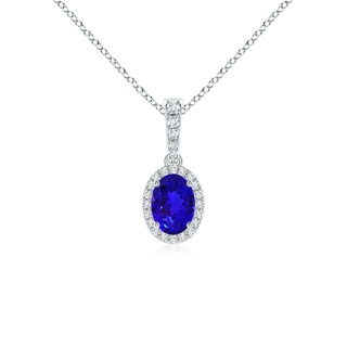 7x5mm AAAA Vintage Style Oval Tanzanite Halo Pendant in P950 Platinum