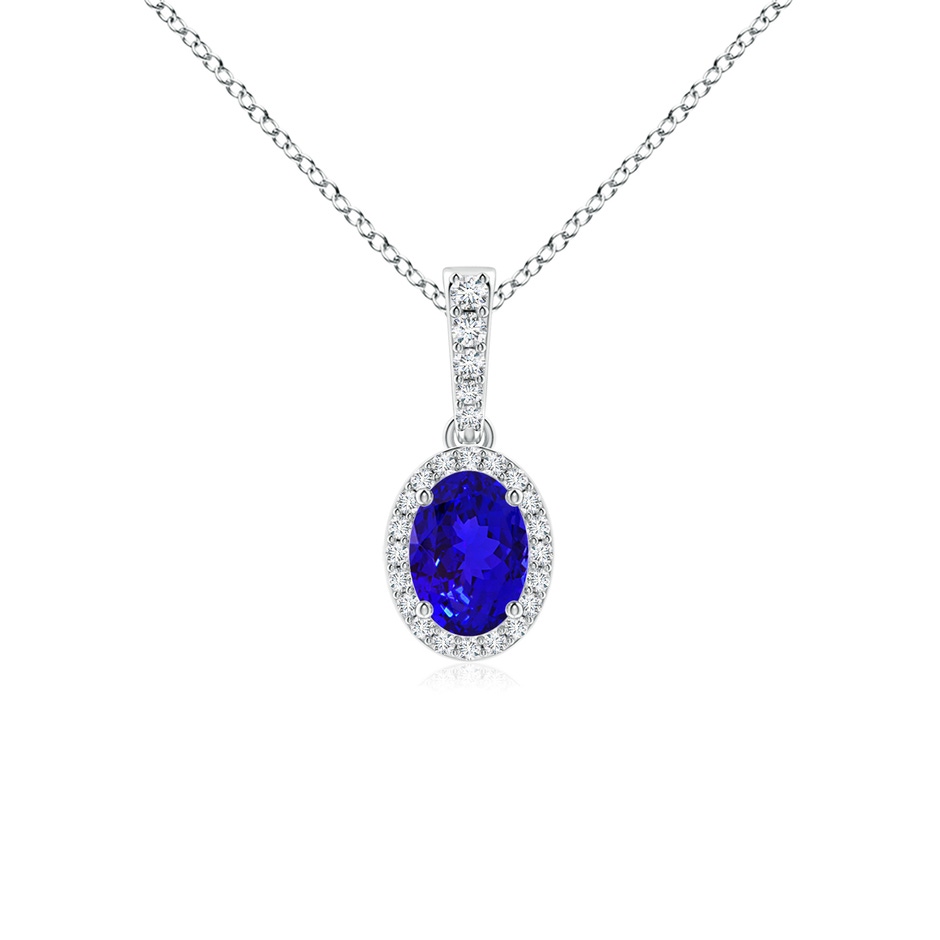7x5mm AAAA Vintage Style Oval Tanzanite Halo Pendant in P950 Platinum 
