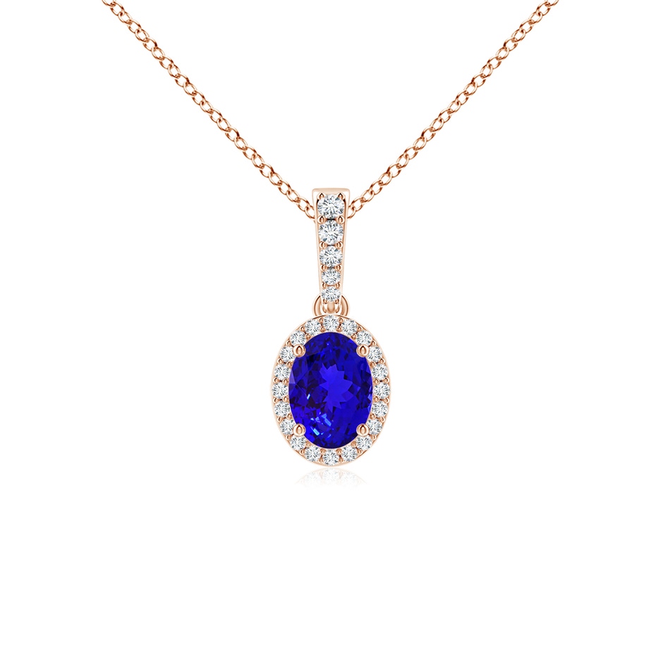 7x5mm AAAA Vintage Style Oval Tanzanite Halo Pendant in Rose Gold 