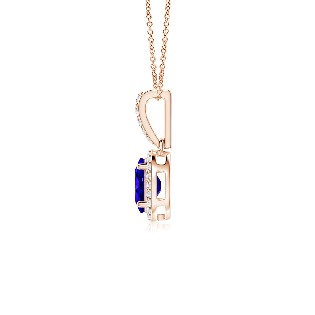 7x5mm AAAA Vintage Style Oval Tanzanite Halo Pendant in Rose Gold - side_1