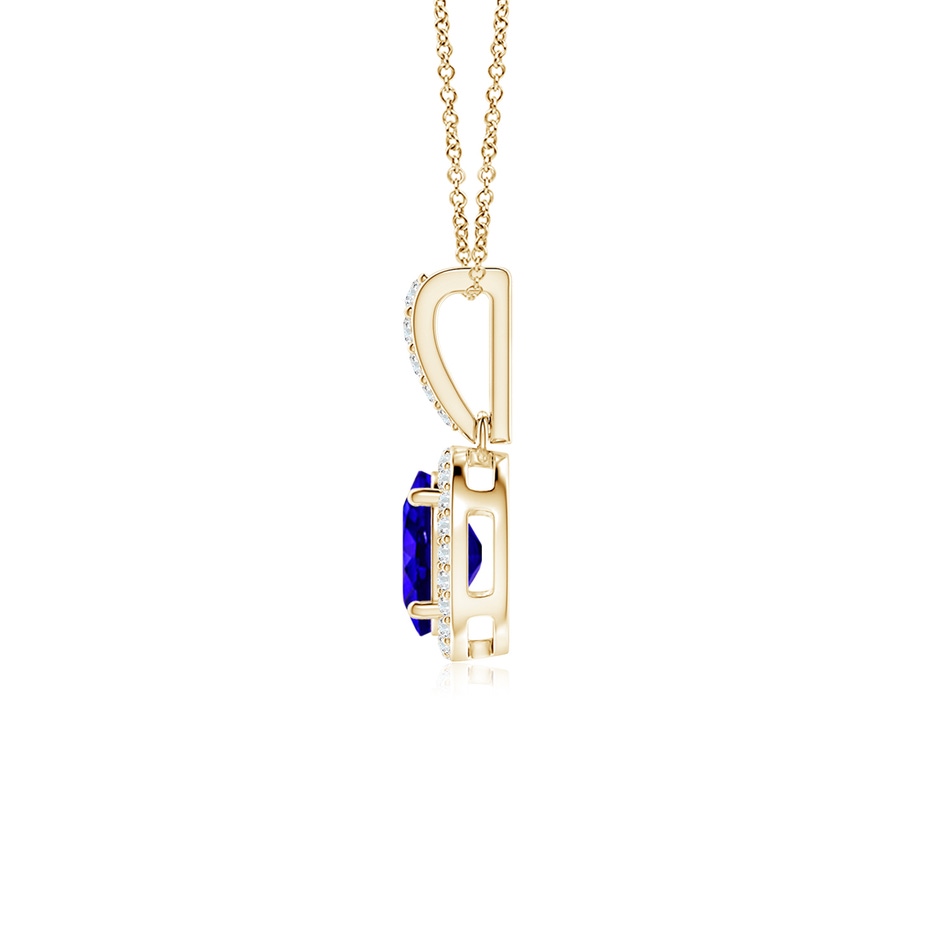 7x5mm AAAA Vintage Style Oval Tanzanite Halo Pendant in Yellow Gold side-1