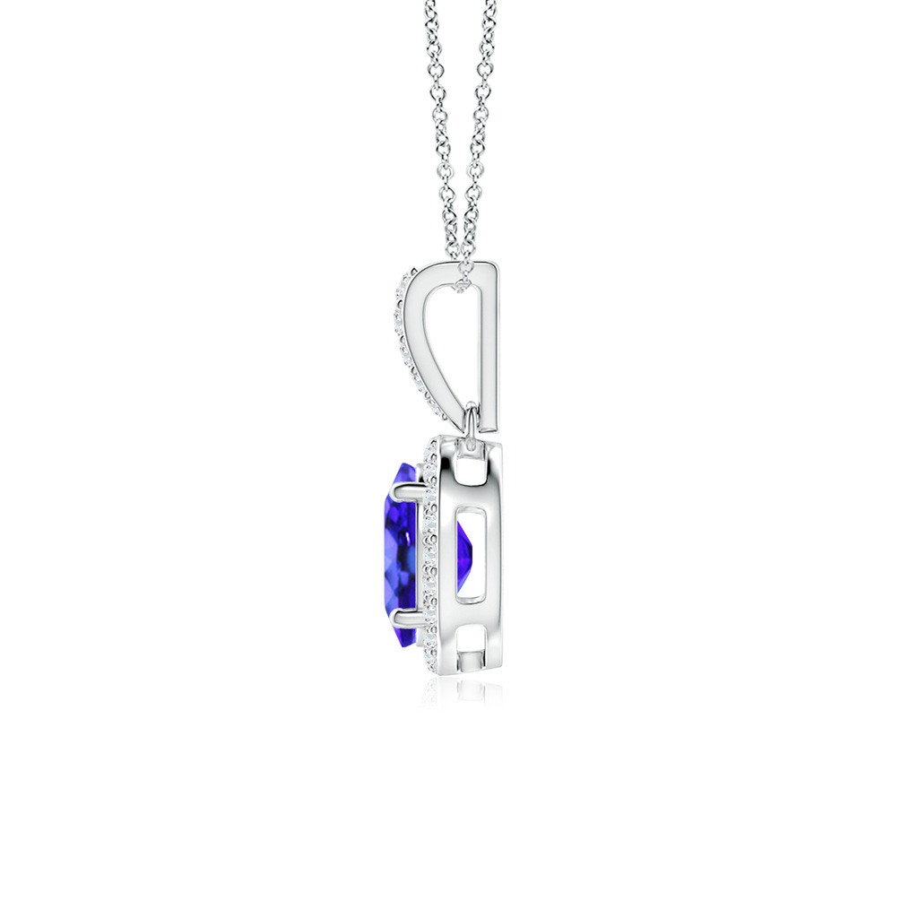 8x6mm AAA Vintage Style Oval Tanzanite Halo Pendant in White Gold - side_1