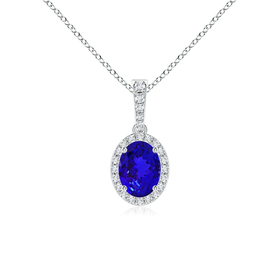8x6mm AAAA Vintage Style Oval Tanzanite Halo Pendant in P950 Platinum 