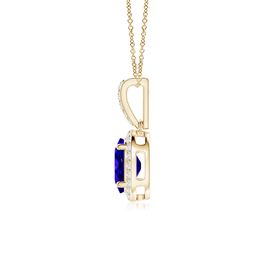 8x6mm AAAA Vintage Style Oval Tanzanite Halo Pendant in Yellow Gold side-1