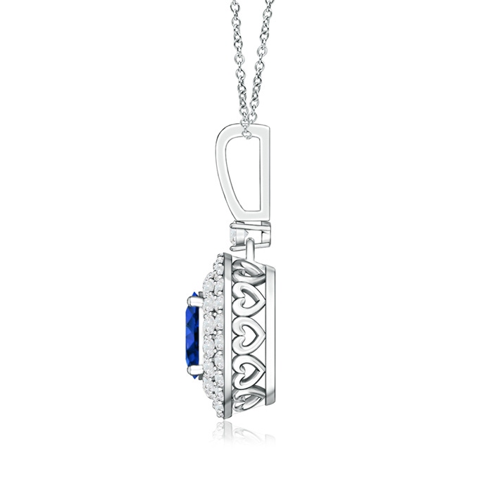 6mm AAAA Vintage-Inspired Sapphire Pendant with Diamond Double Halo in White Gold Product Image