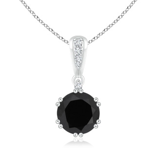 7mm AAA Round Black Onyx Pendant with Diamonds in 9K White Gold