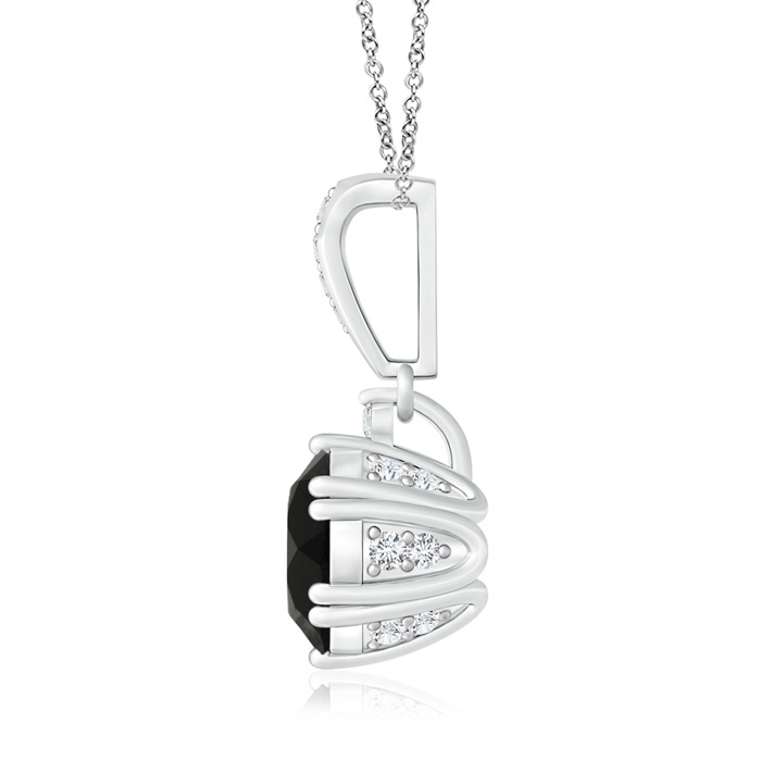 7mm AAA Round Black Onyx Pendant with Diamonds in White Gold Product Image