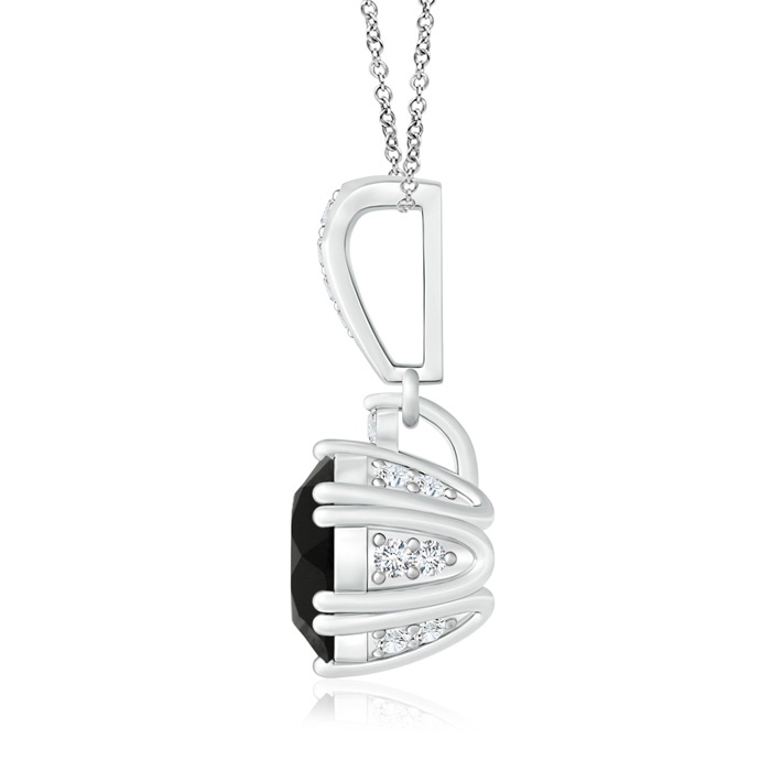 7mm AAA Round Black Onyx Pendant with Diamonds in White Gold product image