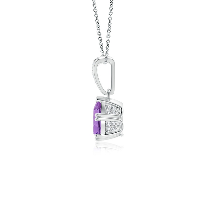 7x5mm A Vintage Style Pear Amethyst Drop Pendant with Diamonds in P950 Platinum product image