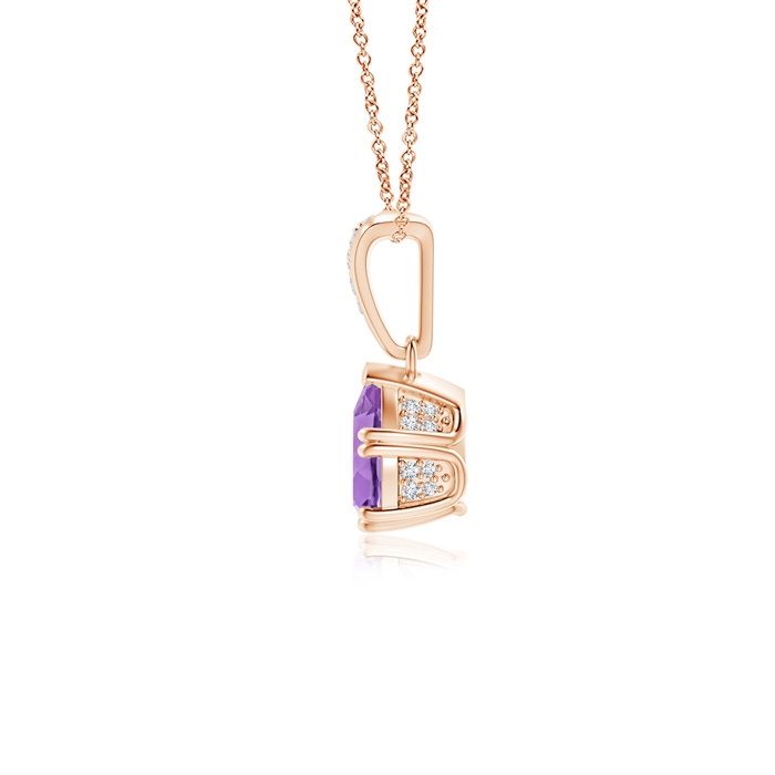 7x5mm A Vintage Style Pear Amethyst Drop Pendant with Diamonds in Rose Gold product image