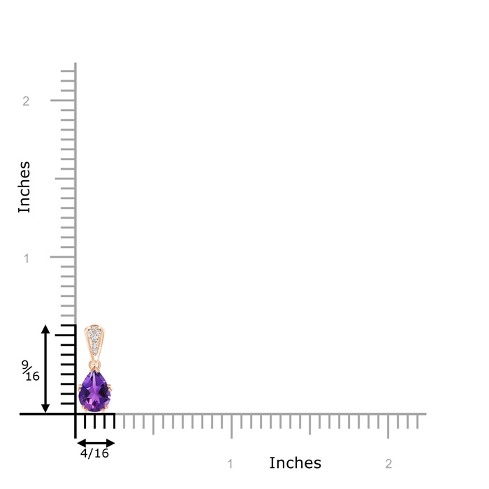 7x5mm AAAA Vintage Style Pear Amethyst Drop Pendant with Diamonds in Rose Gold product image