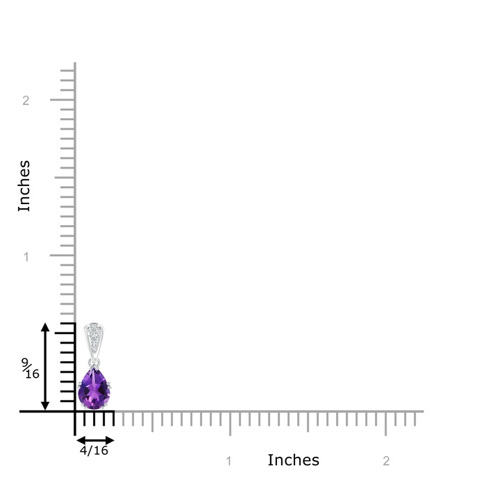 7x5mm AAAA Vintage Style Pear Amethyst Drop Pendant with Diamonds in White Gold product image