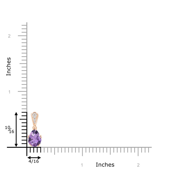 8x6mm A Vintage Style Pear Amethyst Drop Pendant with Diamonds in Rose Gold product image