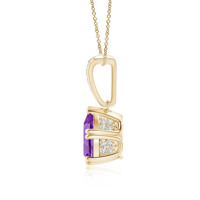 9x7mm AA Vintage Style Pear Amethyst Drop Pendant with Diamonds in Yellow Gold product image