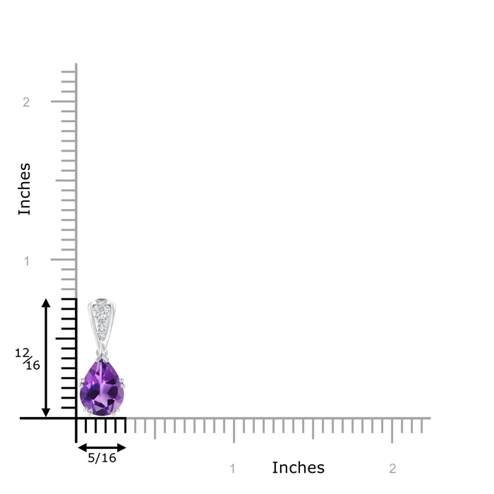 9x7mm AAA Vintage Style Pear Amethyst Drop Pendant with Diamonds in White Gold product image