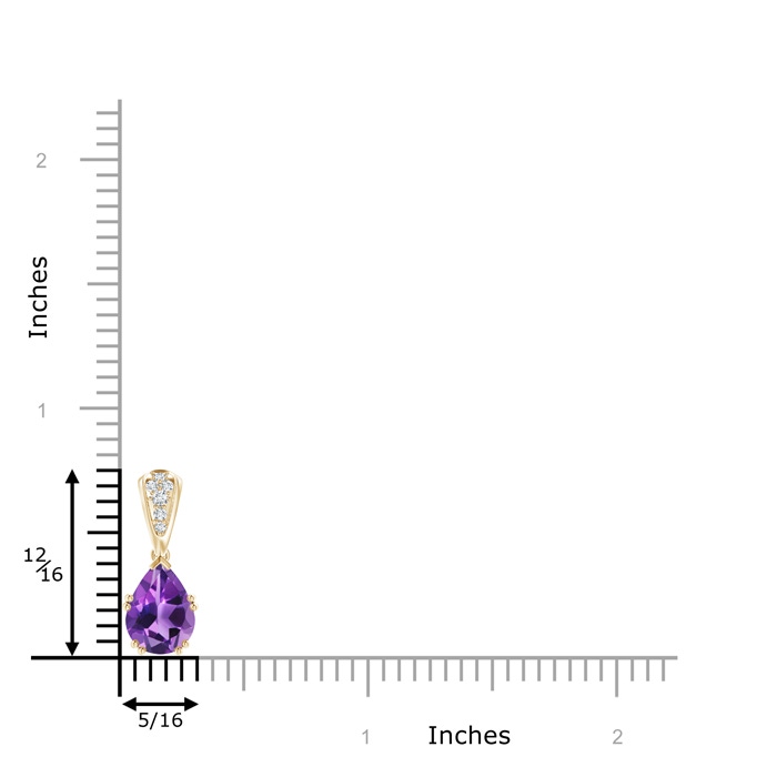 9x7mm AAA Vintage Style Pear Amethyst Drop Pendant with Diamonds in Yellow Gold product image