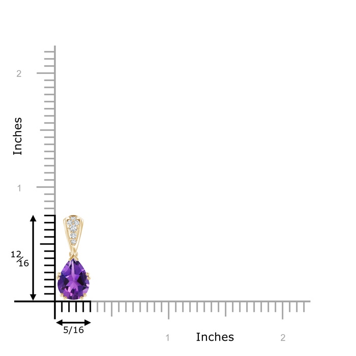 9x7mm AAAA Vintage Style Pear Amethyst Drop Pendant with Diamonds in Yellow Gold product image