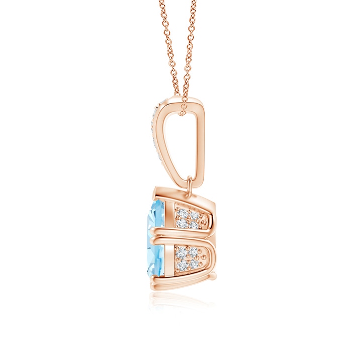 9x7mm AAA Vintage Style Pear Aquamarine Drop Pendant with Diamonds in Rose Gold product image