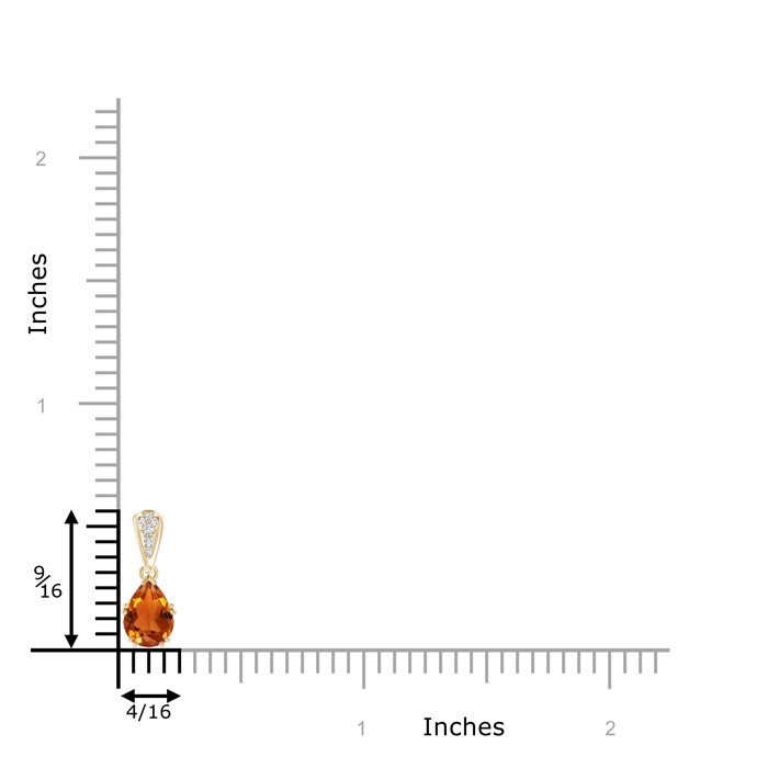 7x5mm AAAA Vintage Style Pear Citrine Drop Pendant with Diamonds in Yellow Gold product image