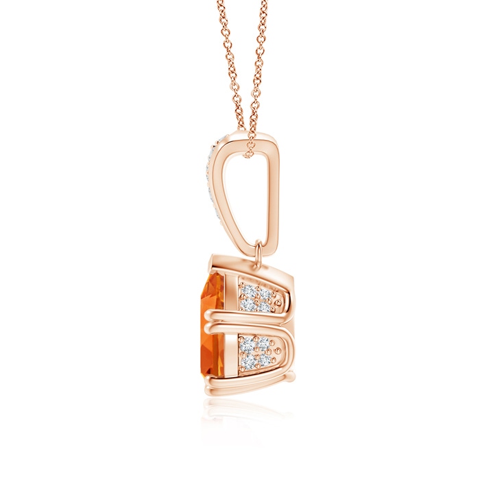 9x7mm AAAA Vintage Style Pear Citrine Drop Pendant with Diamonds in Rose Gold product image