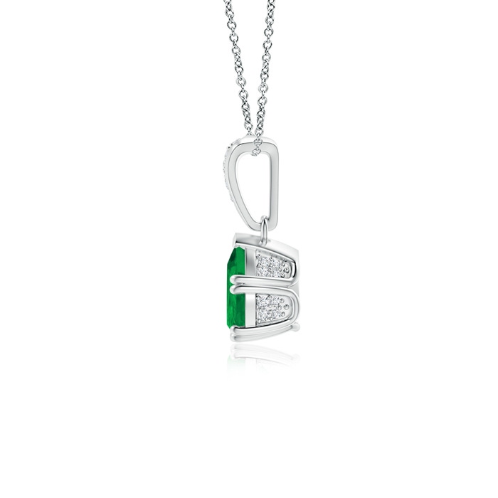 7x5mm AA Vintage Style Pear Emerald Drop Pendant with Diamonds in P950 Platinum product image