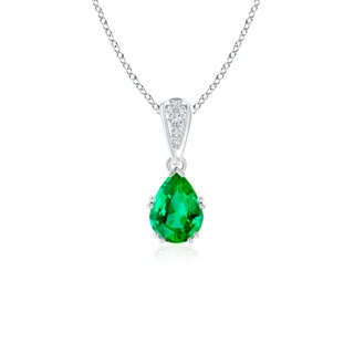 7x5mm AAA Vintage Style Pear Emerald Drop Pendant with Diamonds in P950 Platinum