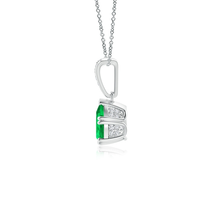 7x5mm AAA Vintage Style Pear Emerald Drop Pendant with Diamonds in White Gold product image