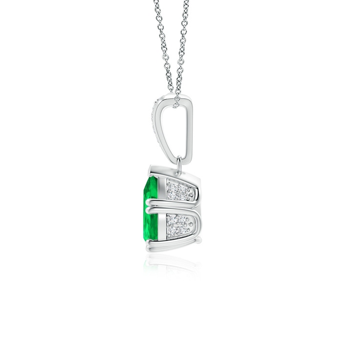 8x6mm AAA Vintage Style Pear Emerald Drop Pendant with Diamonds in White Gold Product Image