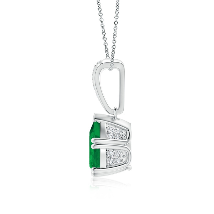 9x7mm AA Vintage Style Pear Emerald Drop Pendant with Diamonds in P950 Platinum product image