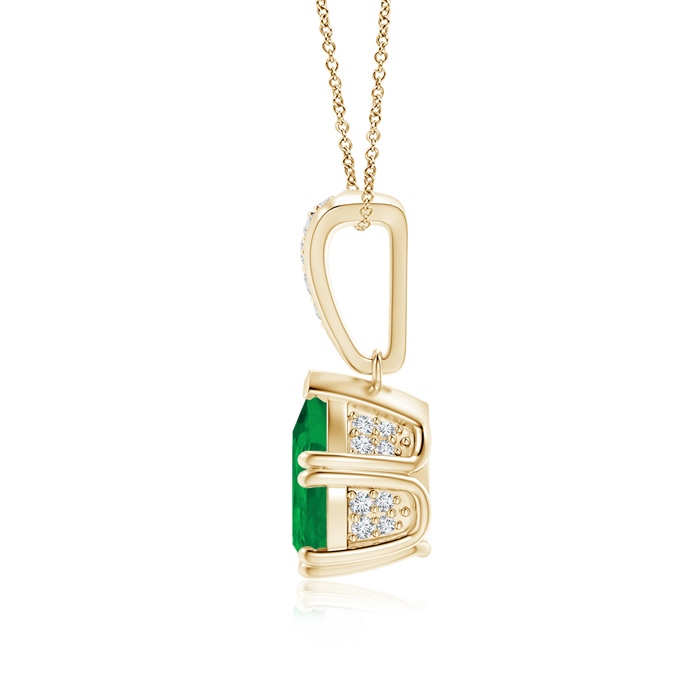 9x7mm AA Vintage Style Pear Emerald Drop Pendant with Diamonds in Yellow Gold product image