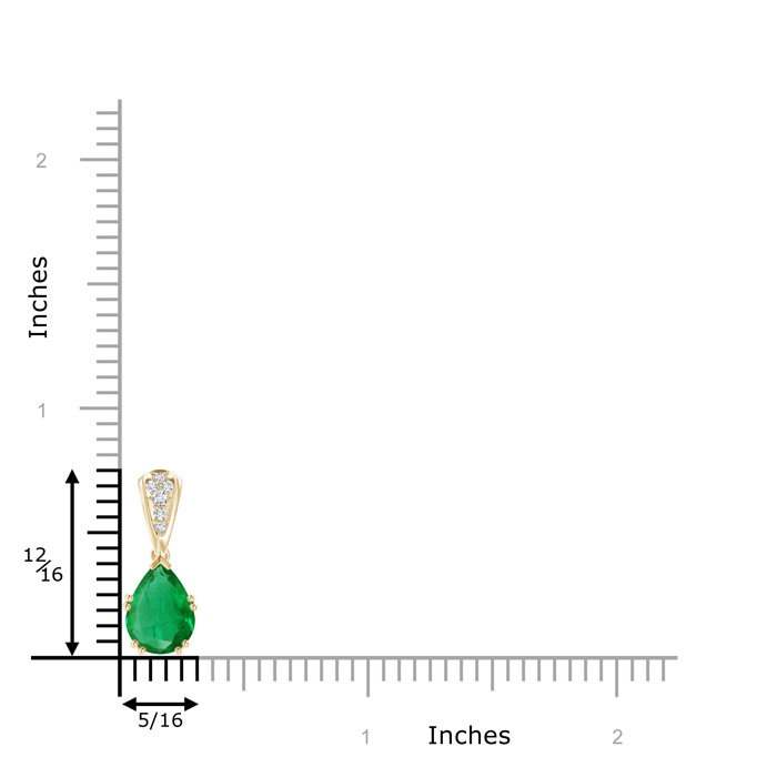 9x7mm AA Vintage Style Pear Emerald Drop Pendant with Diamonds in Yellow Gold product image