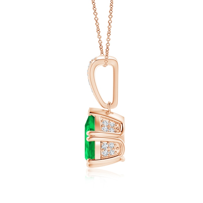 9x7mm AAA Vintage Style Pear Emerald Drop Pendant with Diamonds in Rose Gold product image